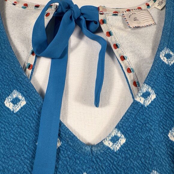 Anthropologie Top Postmark Blue Teal Peplum Sleeveless Bow Size‎ Small Festival - Picture 13 of 13